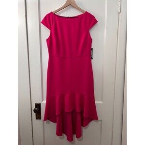 Glamour Women's Pink Dress High Low Hem Cap Sleeve Polyester Size 10 - New